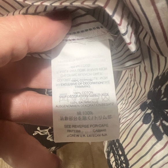 J. Crew Gray Tie Front Embellished Blouse with Mandarin Collar - Picture 8 of 8